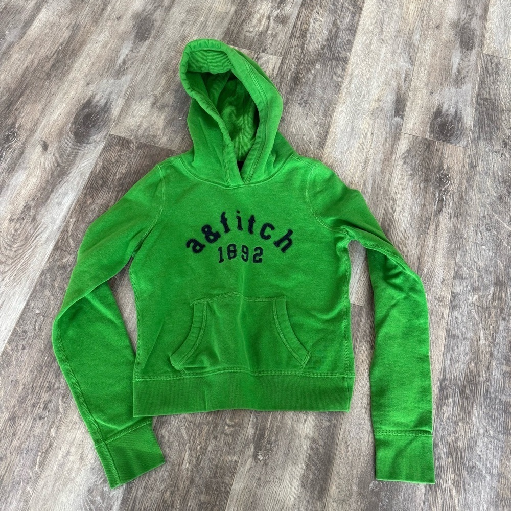 Abercrombie & Fitch Bright Green Embroidered Hoodie Sweatershirt